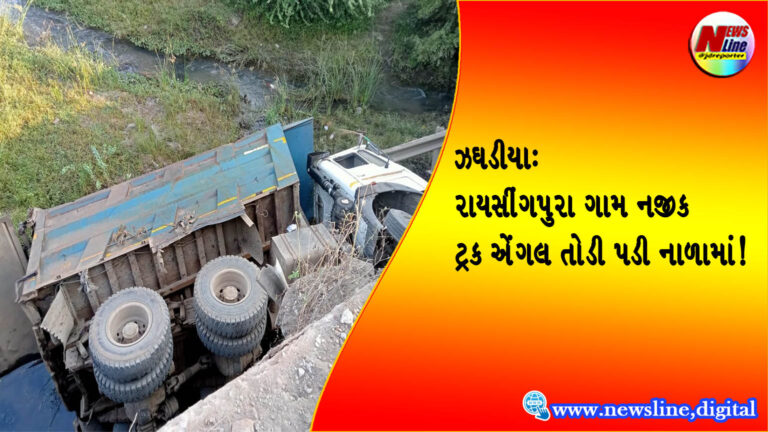 ઝઘડીયા: રાયસીંગપુરા ગામ નજીક ટ્રક એંગલ તોડી પડી નાળામાં! ઝઘડીયા: રાયસીંગપુરા ગામ નજીક ટ્રક એંગલ તોડી પડી નાળામાં!