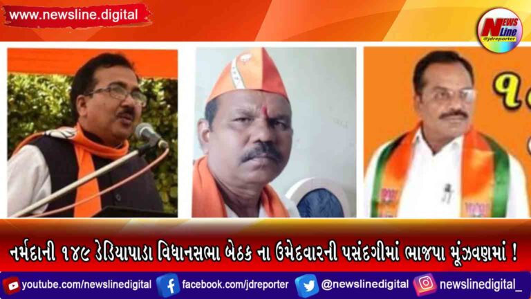 નર્મદાની 149 ડેડિયાપાડા વિધાનસભા બેઠક ના ઉમેદવારની પસંદગીમાં ભાજપા માં મૂંઝવણ ! નર્મદાની 149 ડેડિયાપાડા વિધાનસભા બેઠક ના ઉમેદવારની પસંદગીમાં ભાજપા માં મૂંઝવણ !