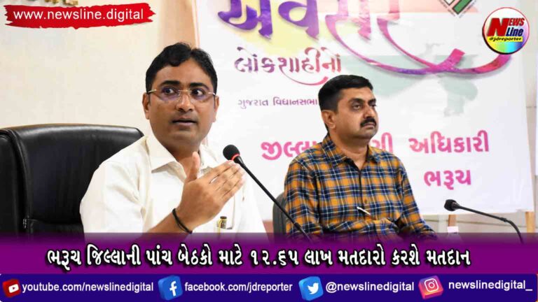 ભરૂચ જિલ્લાની પાંચ બેઠકો માટે 12.65 લાખ મતદારો કરશે મતદાન ભરૂચ જિલ્લાની પાંચ બેઠકો માટે 12.65 લાખ મતદારો કરશે મતદાન