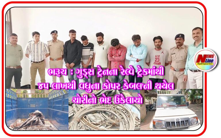 ભરૂચ : ગુડ્સ ટ્રેનના રેલ્વે ટ્રેકમાંથી ૪પ લાખથી વધુના કોપર કેબલ’ની થયેલ ચોરીનો ભેદ ઉકેલાયો