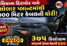 વાલિયાના હિરાપોર ગામે સોલાર પ્લાન્ટમાંથી ૫૦૦૦ મિટર કેબલની ચોરી!
