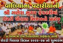 વાલિયાના વટારીયાની શ્રી ગણેશ સુગર ફેક્ટરીમાં શેરડી પીલાણ સિઝનનો પ્રારંભ