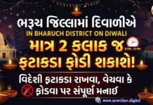 ભરૂચ જિલ્લામાં દિવાળીએ માત્ર 2 કલાક જ ફટાકડા ફોડી શકાશે!
